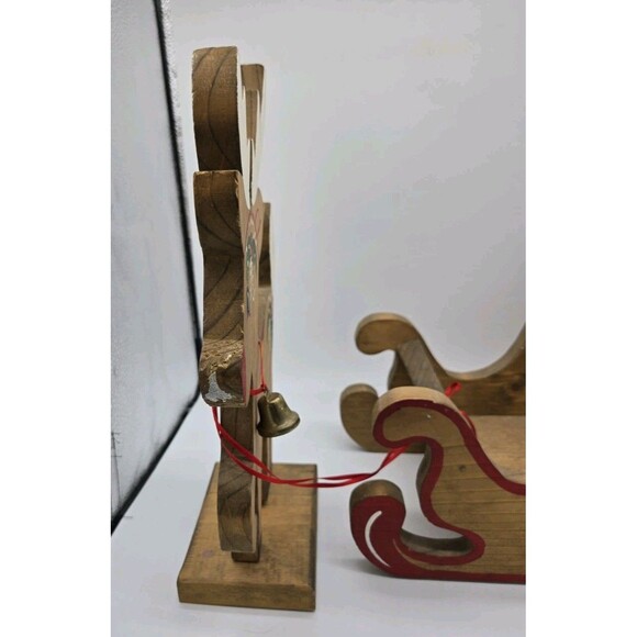 Vintage Wooden Christmas Reindeer & Sleigh Set Holiday Xmas Wooden Decor *AS IS* - Picture 10 of 16